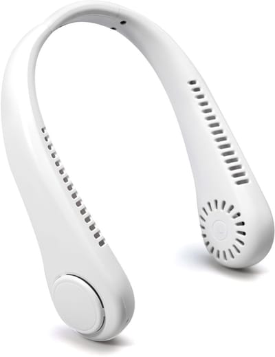 Nekventilator - Persoonlijke draagbare nekventilator - Draagbare handsfree nekventilator - 3 snelheden - 360° kleine ventilator - Uitgerust met 1800mAh USB-batterij - Geschikt voor kantoor, reizen, sport en sportschool - Wit