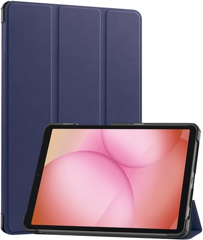 Hoes - Geschikt voor Samsung Galaxy Tab A11 Plus - Dun & Stevig - Trifold Bookcase - Hard Cover - Hardcover Book Case - Tablet Hoesje - Donkerblauw