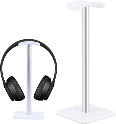 Hoofdtelefoon Stand - Headset Houder - Bureau Organisatie - Stevige Aluminium Constructie - 22.5 cm Hoog - Wit