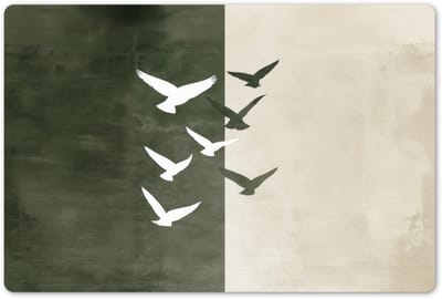 Placemats 45x30 cm - Placemat kunststof - 1 stuk - Japandi - Vogel - Groen - Borden onderleggers - Decoratie voor op tafel - Keuken tafeldecoratie accessoires - Vinyl onderlegger - Tafelversiering