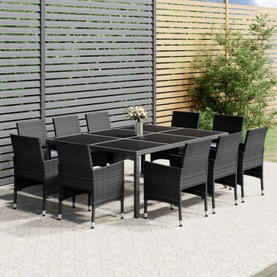 vidaXL - 11-delige - Tuinset - poly - rattan - grijs