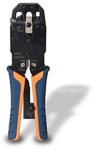 Nietang ratelkrimptang voor RJ10, RJ11, RJ12, RJ45 - Zwart