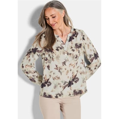 Gedessineerde blouse met unieke print - beige / gedess. - Gr. 21 van Goldner Fashion