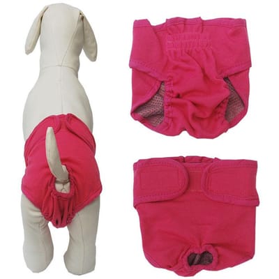 Mode chien physiologique pantalon couche sanitaire lavable femme chien culotte pour chiens culotte hygiénique S rouge