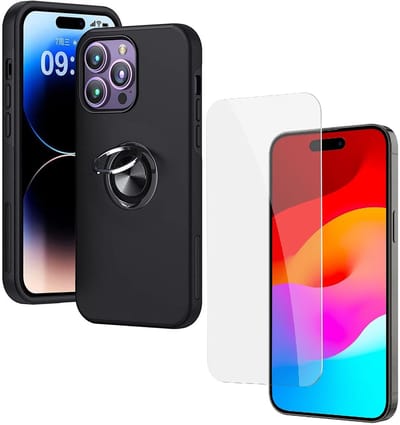 Backcover Shockproof Inclusief Screenprotector Gehard Glas - Hoesje Geschikt voor: iPhone 16 Pro Max - Zwart