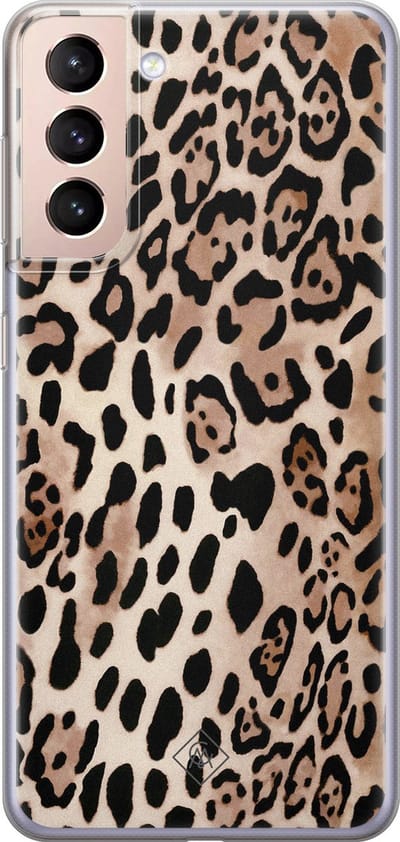 Casimoda® hoesje - Geschikt voor Samsung S21 - Luipaard print bruin - Backcover - Siliconen/TPU - Bruin/beige