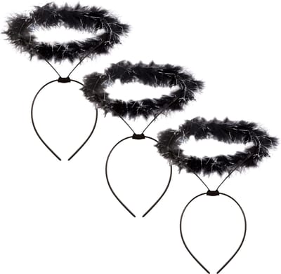 Engel halo - 3x - diadeem/tiara/haarband - zwart - Halloween/horror thema accessoires