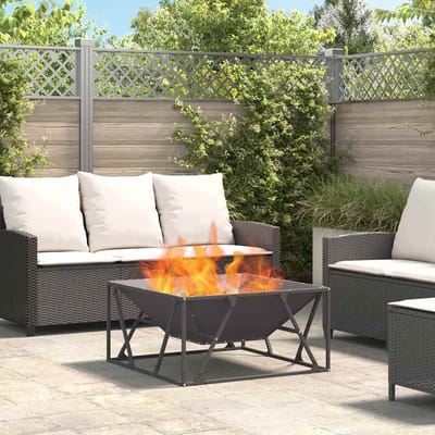 vidaXL - Vuurkom - Zwart - 80 - x - 80 - x - 40 - cm - weervast - staal