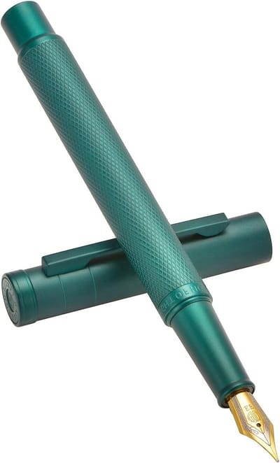 Elegante Donkergroene Vulpotlood met Fijne Punt, Klassiek Ontwerp, Inclusief Converter en Metalen Etui