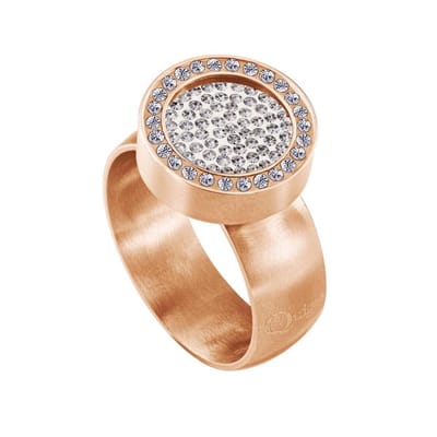 Quiges RVS Schroefsysteem Ring met Zirkonia Rosékleurig Mat 16mm met Verwisselbare Zirkonia Wit 12mm Mini Munt