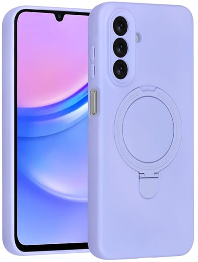 Backcover Hoesje Geschikt voor: Samsung Galaxy A16 Volledig Dekkende Schokbestendige Siliconen Backcover met Ringstandaard – 360° Bescherming - Lila