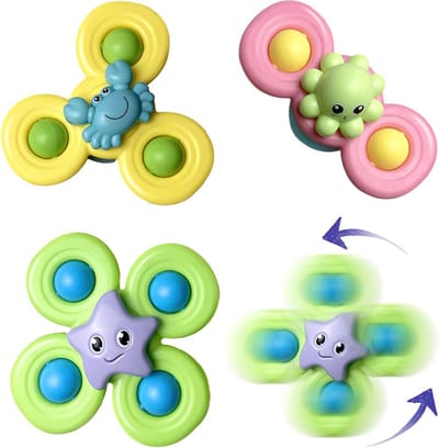 DW4Trading Roterende Spinner met Zuignapjes Set van 3 Stuks Zeester Krab Octopus - Educatief Speelgoed