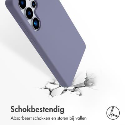 Accezz Hoesje - Geschikt voor Samsung Galaxy S25 Ultra - Liquid Silicone Backcover met Magnetische Ring - Lavender Gray