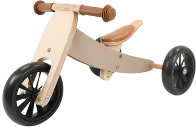 Bandits & Angels Smart Bike Loopfiets Hout 4-in-1 Beige Sand vanaf 1 jaar - Voor Jongens en Meisjes - Houten Loop Fiets - Omkeerbaar in Driewieler en Tweewieler - Verstelbaar Zadel