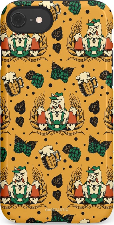 Casetastic hoesje geschikt voor Apple iPhone SE / Apple iPhone 7 / Apple iPhone 8 - Dubbellaagse bescherming - Oktoberpret - Fashion Case - Goud Taupe Donkergroen Donkergrijs