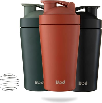 Roestvrijstalen eiwitshaker 500ml met meetschaal mixerbal rasterdop - Orange Pink - gemeten past 700ml drank