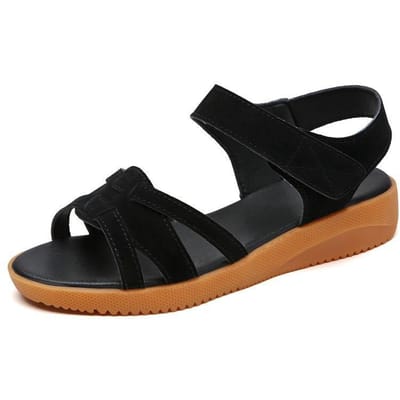 Sandalen voor Vrouwen van Middelbare en Oudere Leeftijd voor de Zomer Veelzijdige Nieuwe Stijl voor Casual Zachte Zool Strand Platte Damesschoenen 41 black