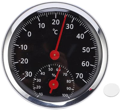 Buiten thermometer hygrometer - Temperatuur vochtmeter - Binnen en buiten - Analoge 2-in-1 meter - 5.5 cm diameter - Zilverkleurig
