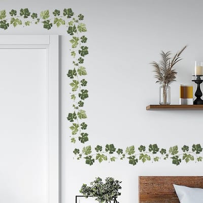 Famanu – Groene klimop muurstickers, natuurlijke plantenlook voor woonkamer en slaapkamer decoratie