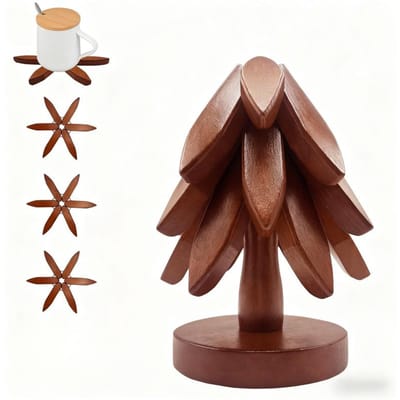 Tafelmat Onderzetter Hout Placemats Boom Design Standaard Bamboe Houten Onderzetters Decoratief Anti Broei Hittebestendig Houten Matten brown