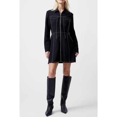 French Connection Azra Twill Mini Dress Black Maat: 6 | Blousejurken Outlet | Dames | Zwart
