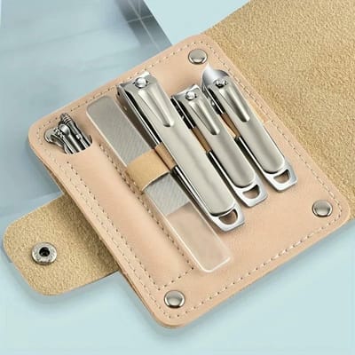 Nagelknipper set - Verzorgingsgereedschap - Nagelverzorging thuis - Roestvrij staal - 4 stuks - Beige