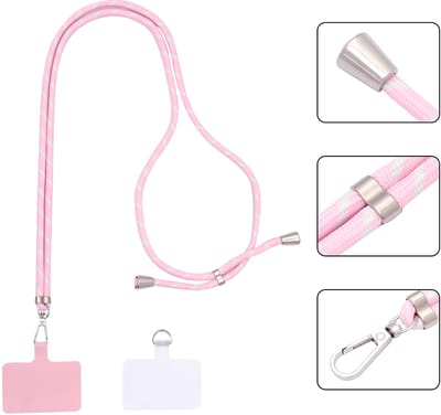 Casemania Universele Telefoonkoord - Cotton Candy - Verstelbare Telefoonketting - Crossbody Draagkoord Koord voor Telefoon - Lanyard Cord - Roze