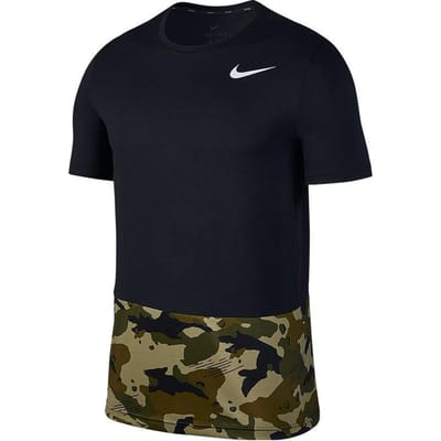 Nike Camouflage Logo Sport T-shirt met Korte Mouwen Heren Tops Zwart AQ1092-010 S black