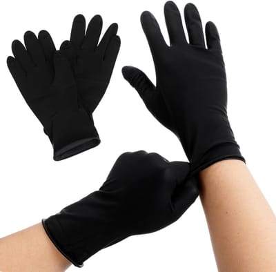 Herbruikbare Latex Handschoenen - Set van 10 Zwarte Handschoenen voor Haarverf, Laboratorium, Voedselverwerking en Huishoudelijk Schoonmaken - Maat Medium