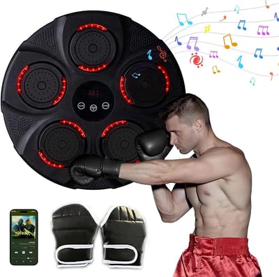 Muziek Boksen Machine - Bokspad Bokszak - Stress Verlichten - Bluetooth Muziek Connectie - 40x40x6 cm - Zwart