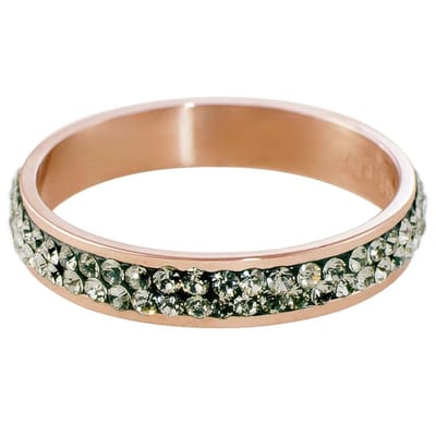 Quiges Stapelring Dames - Vulring Grijs Zirkonia - RVS Roségoudkleurig - Maat 19 - Hoogte 4mm