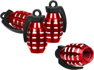 Set van 4 Aluminium Ventieldoppen in Garnet Stijl - Luchtdichte en Duurzame Ventieldoppen voor Auto's, SUV's, Trucks en Motorfietsen (Rood)