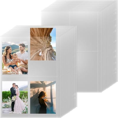 Set van 30 Transparante Fotohouders A4 met 4 Compartimenten voor Foto's, Postkaarten en Documenten, Ideaal voor Archivering en Organisatie