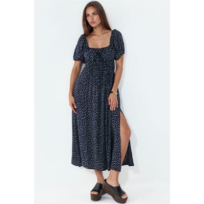 Dames Viscose Poplin Midi-jurk