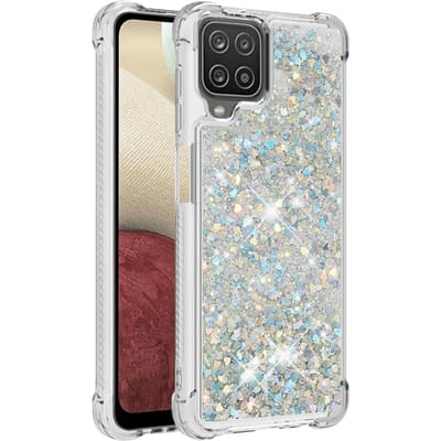 Mocaa Samsung Galaxy A12 Valbestendig  Glitter Hoesje  Zilver