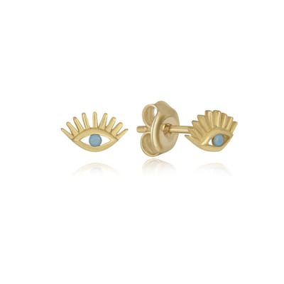 Blauwe Oog Oorknop Gold Plated (925 sterling zilvergehalte) Oorbel Trendy Minimalistisch Oorknop Combi Bedel Goudkleurig Dames Meisje | Cadeau Voor Vrouw