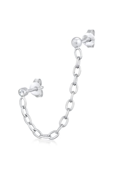Elli - Oorbellen - Dames oorsteker ketting met kristal in 925 sterling zilver - Dames