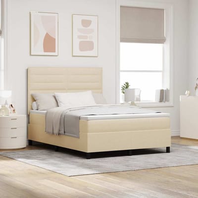 vidaXL - Boxspring - bed - met - matras - met - LED - Crème - 140 - x - 200 - cm - Stof