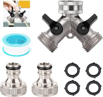 Dubbele Waterkraan Splitter Adapter voor Tuin, 3/4 Inch Aansluiting, Irrigatie en Tuinslang Gebruik