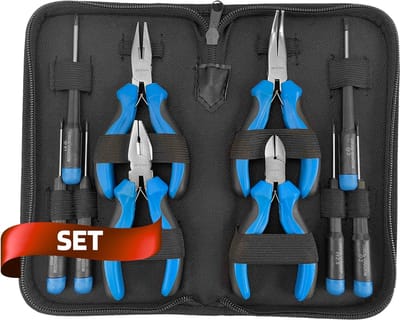 SW-Stahl 40706L fijnmechanische gereedschapset 10-delig I tangenset fijnmechanica I combinatietang I zijsnijder I punttang I fijnmechanische schroevendraaierset I gereedschapset fijnmechanica