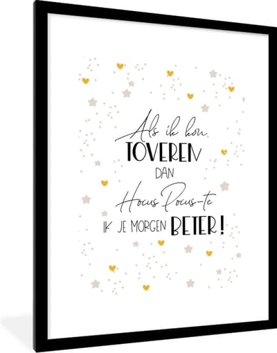 Fotolijst incl. Poster - Beterschap - Spreuken - Stippen - Hocus pocus - 60x80 cm - Posterlijst