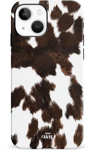 xoxo Wildhearts telefoonhoesje geschikt voor iPhone 15 - Midnight Rodeo - Double Layer - Hard case met dubbele beschermlaag - Beschermhoes shockproof case - Hoesje met dierenprint - Stier - Bruin / Beige