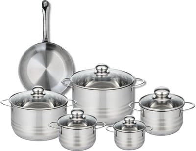 Set van 1 Koekenpan 24 cm en 5 kookpotten 12, 14, 16, 20 en 24 cm Elo Profi Brillant