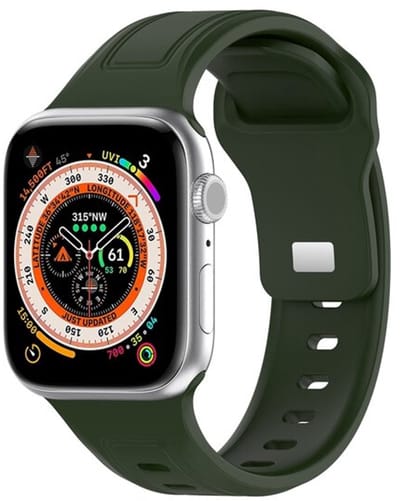 By Qubix - Geschikt voor Apple Watch bandje - Square siliconen band - Donkergroen - Geschikt voor Apple Watch 38mm / 40mm / 41mm / 42mm