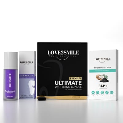 Love2Smile Ultieme Tandenbleek Bundel | Whitening Strips + Color Corrector + Bamboe Tandenborstel - Premium Full Set