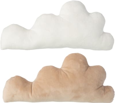 J-Line decoratie Wolk - polyester - wit/beige - set van 2