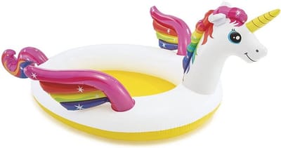 Thijox - Intex 57441NP Mystic Unicorn Spray Pool - Opblaasbaar Zwembad voor Kinderen - 272x193x104 cm - Bonte Eenhoorn Design met Watersproeier - Perf