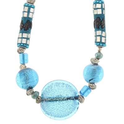 Behave - Ketting kralen blauw - Modeaccessoire met kleurrijke glaskralen - Lengte 48 cm
