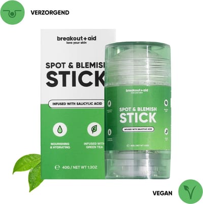 Breakout+aid© Gezichtsmasker Stick met Groene Thee - Puisten Verwijderaar - Net als Pimple Patches - Acne & Pimple Patch