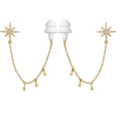 Earcuffs Voor Oordopjes - (Ster Kwastjes) - Oordopjes Festival - Oordoppen - Oorbellen Dames - Te Gebruiken Met Airpods - Goudkleurig